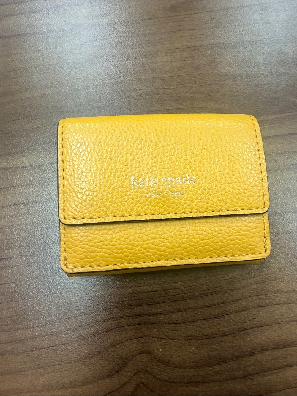 kate spade Pebbled Leather Card Holder in Yellow